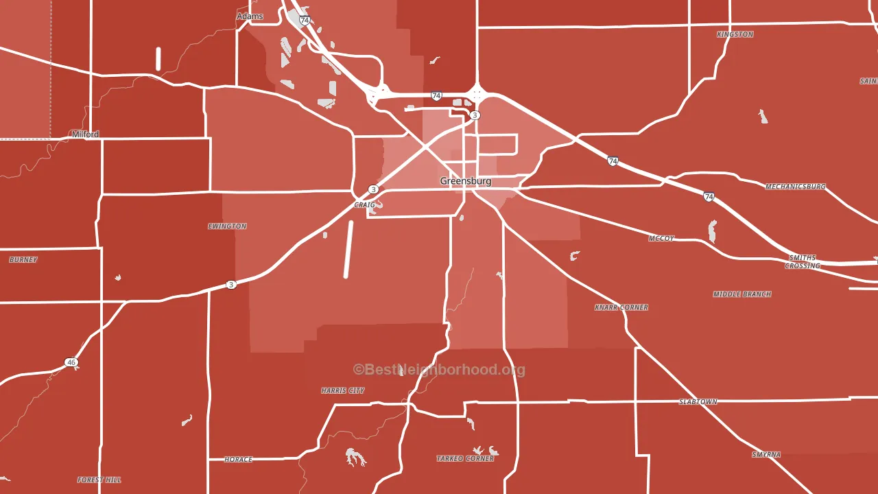 Decatur County, IN block-group political-lean map