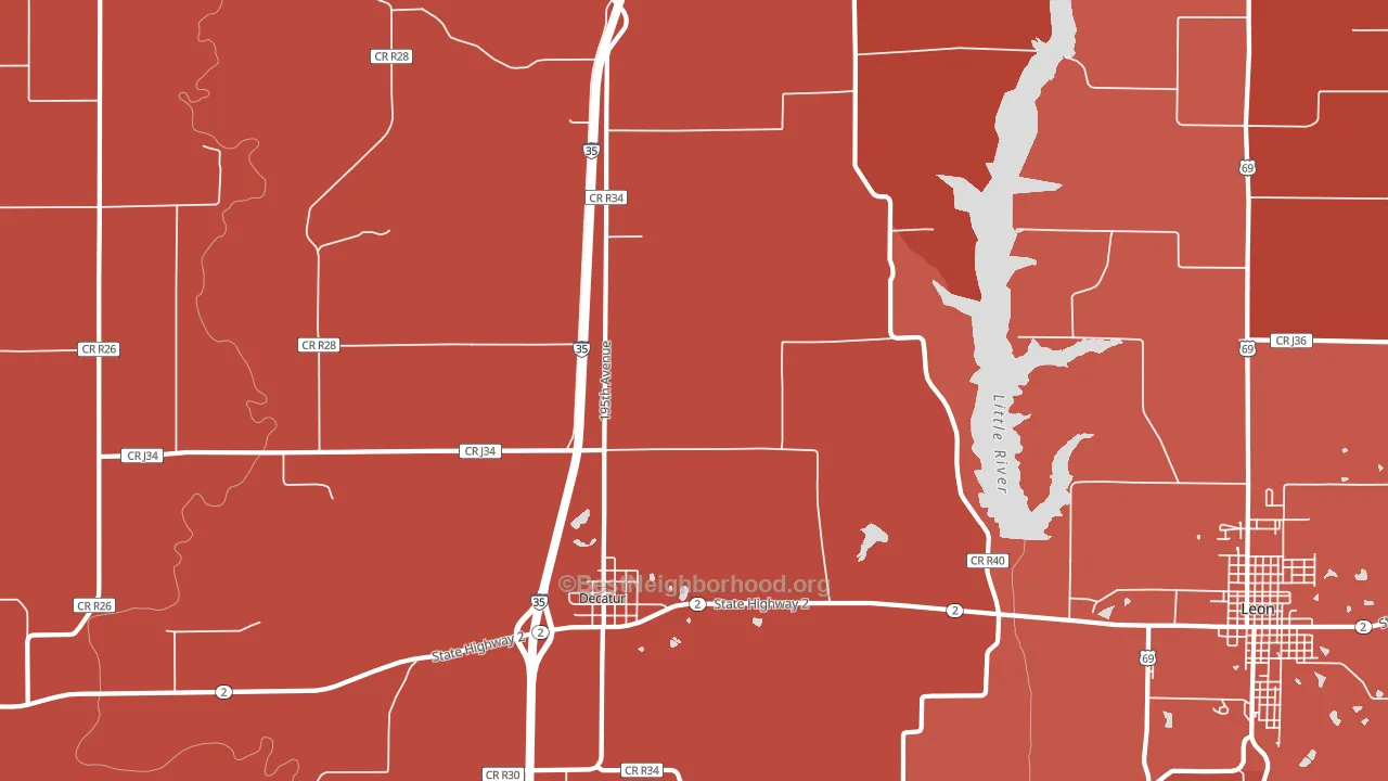 Decatur, IA block-group political-lean map