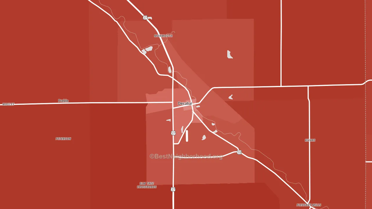 Decatur, IN block-group political-lean map