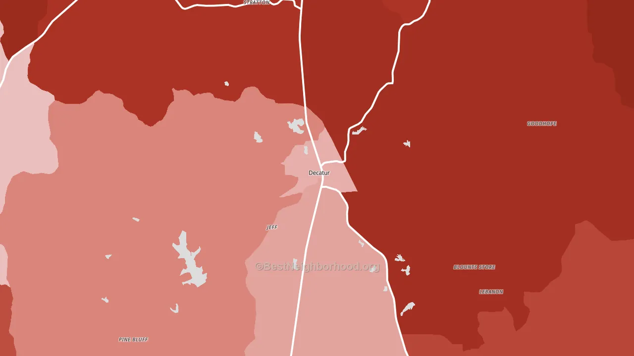 Decatur, MS block-group political-lean map