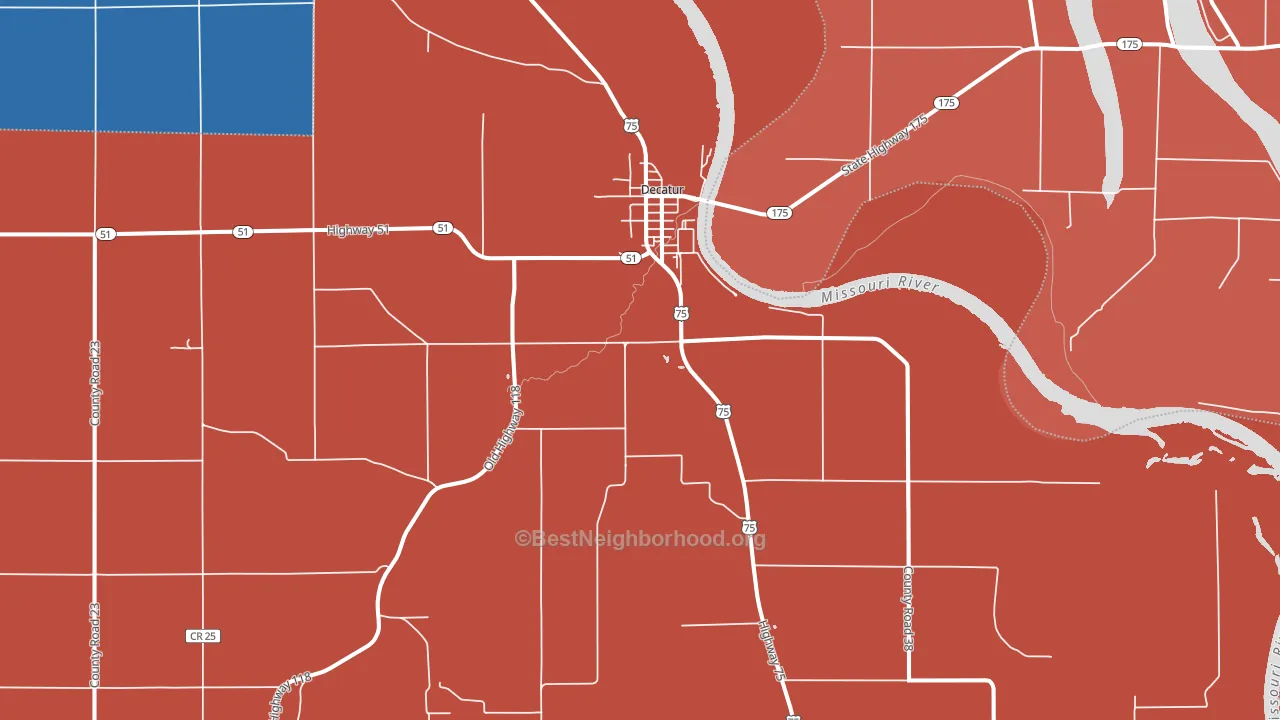 Decatur, NE block-group political-lean map