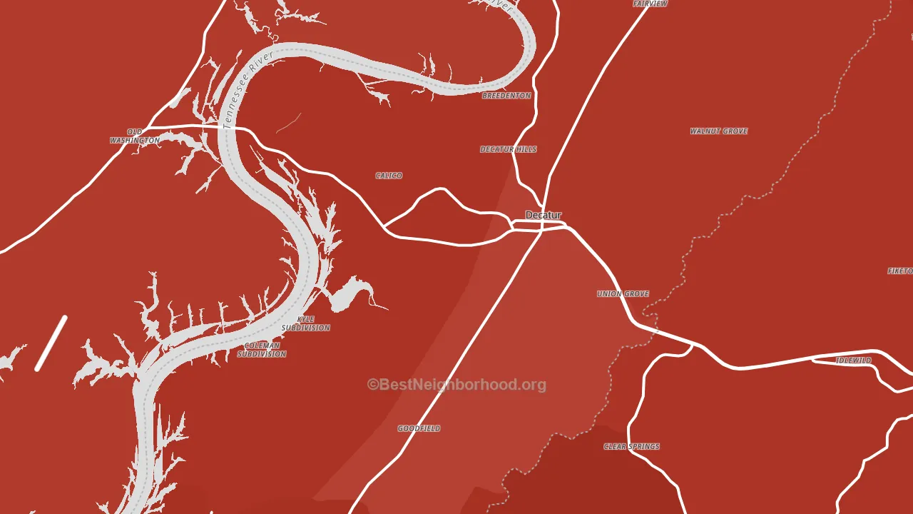 Decatur, TN block-group political-lean map