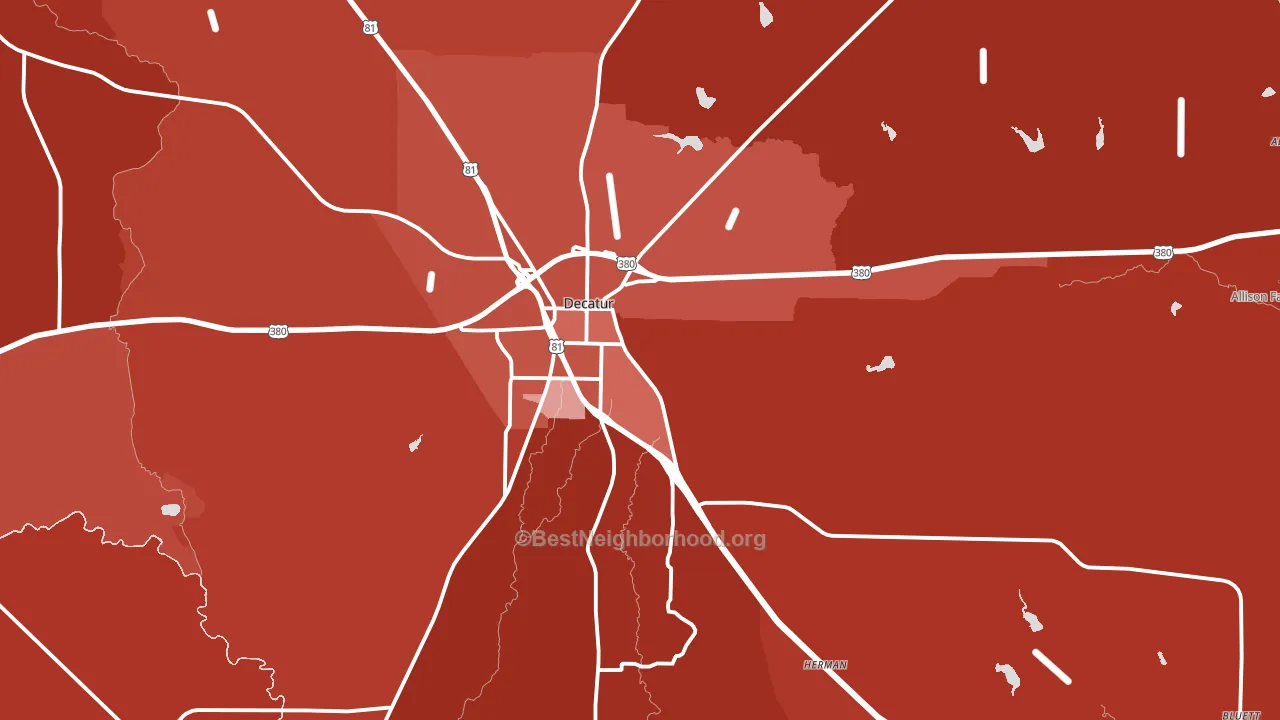 Decatur, TX block-group political-lean map