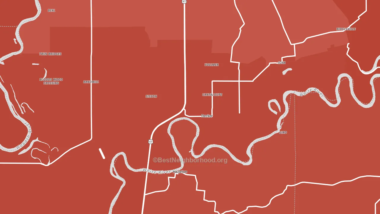 Decker, IN block-group political-lean map
