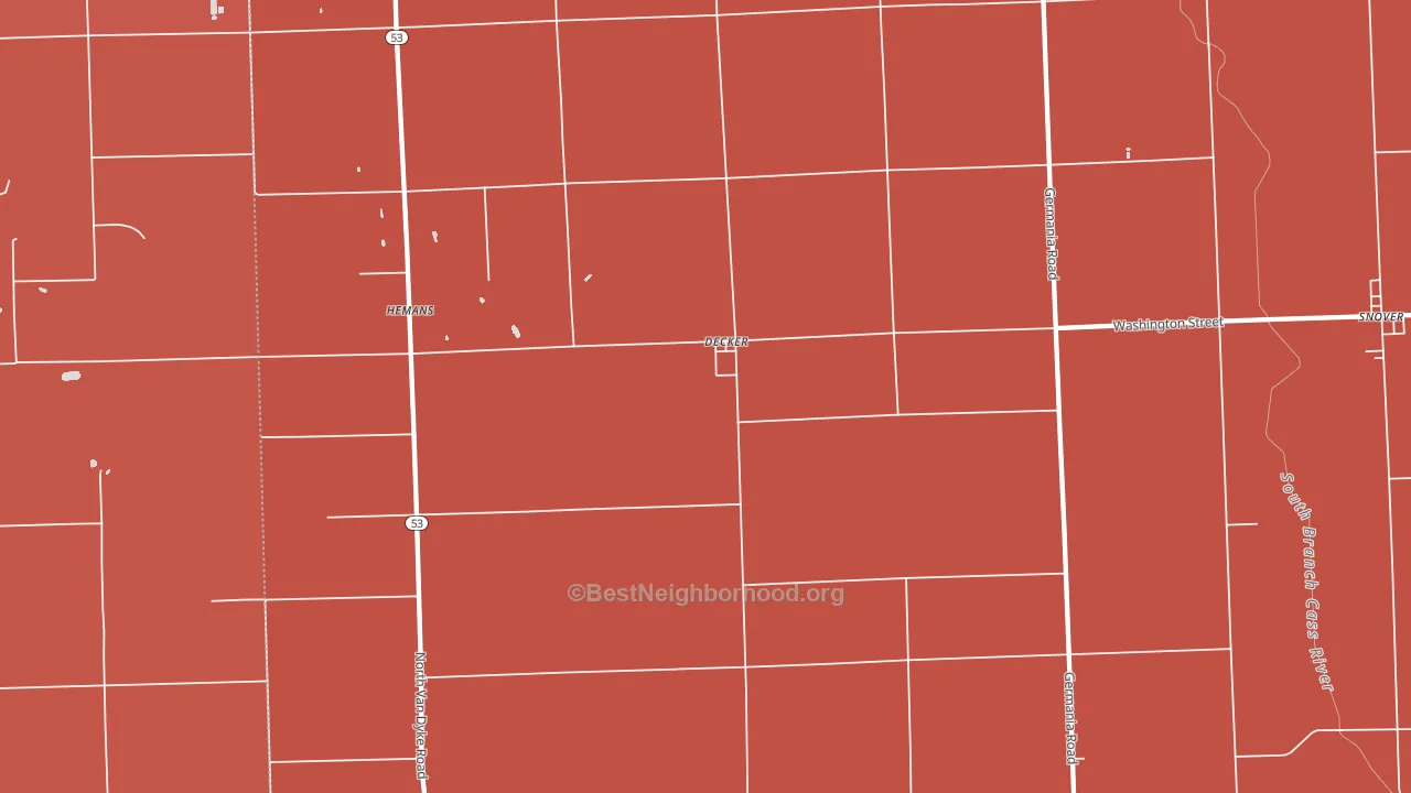 Decker, MI block-group political-lean map