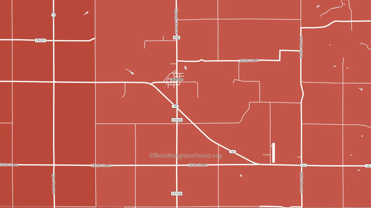 Dedham, IA block-group political-lean map