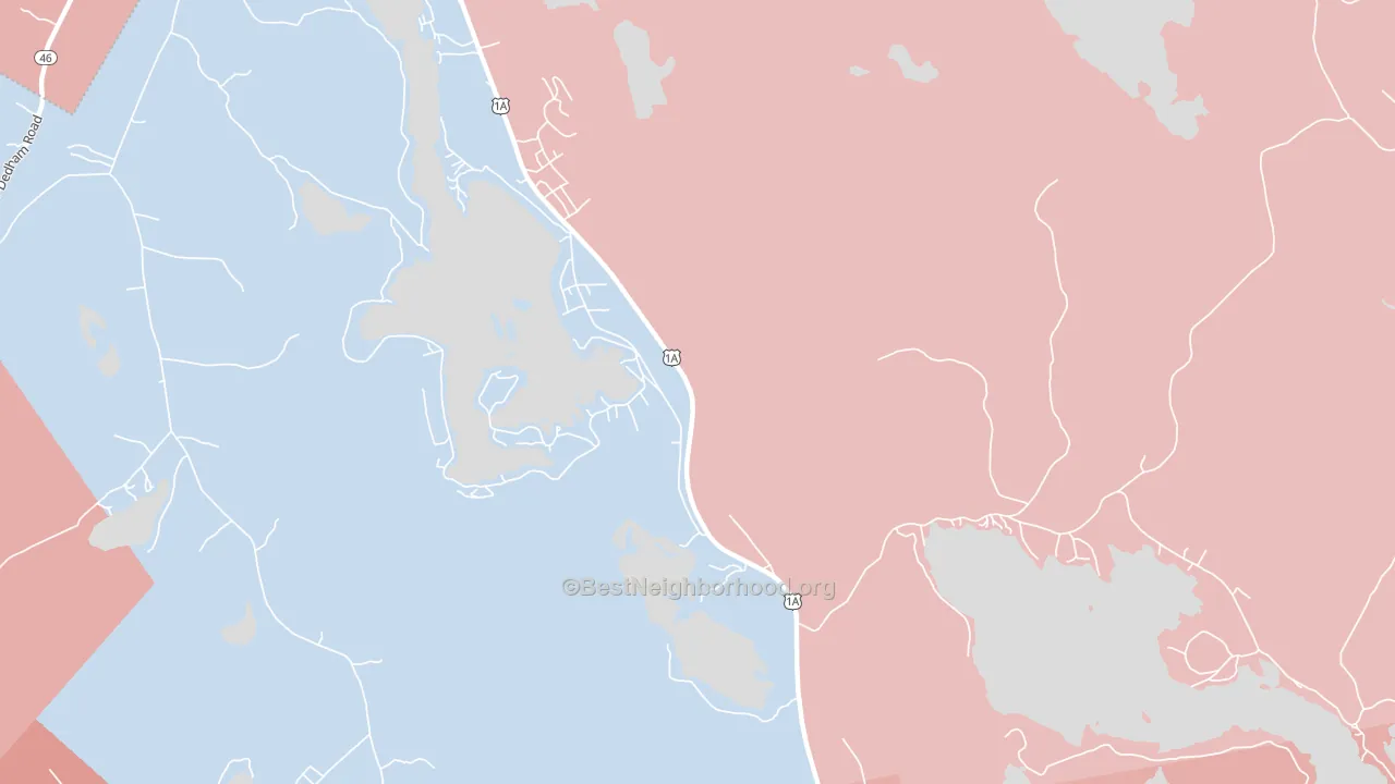 Dedham, ME block-group political-lean map