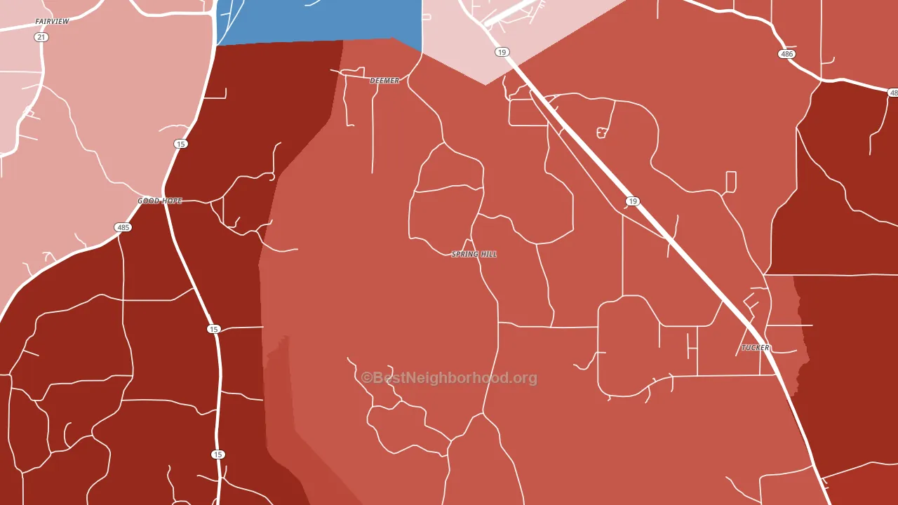 Deemer, MS block-group political-lean map