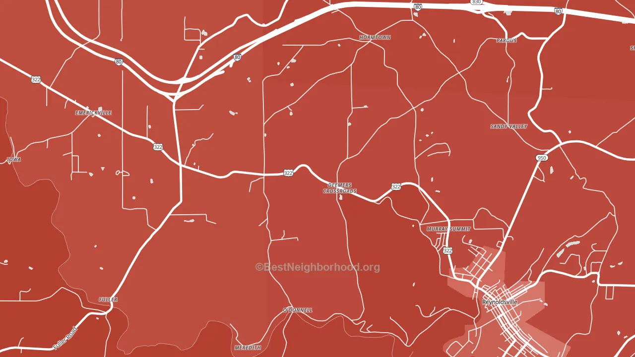 Deemers Cross Roads, PA block-group political-lean map