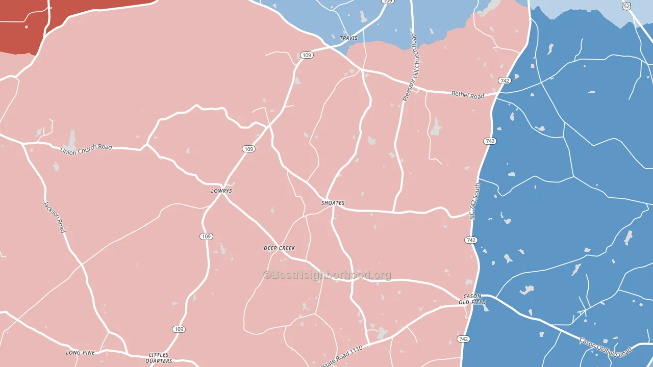 Deep Creek, NC block-group political-lean map
