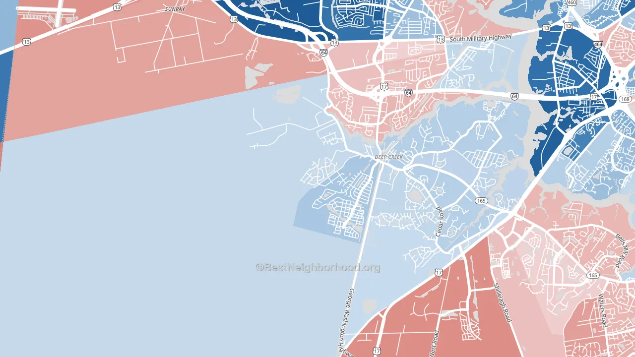 Deep Creek West, Chesapeake, VA block-group political-lean map