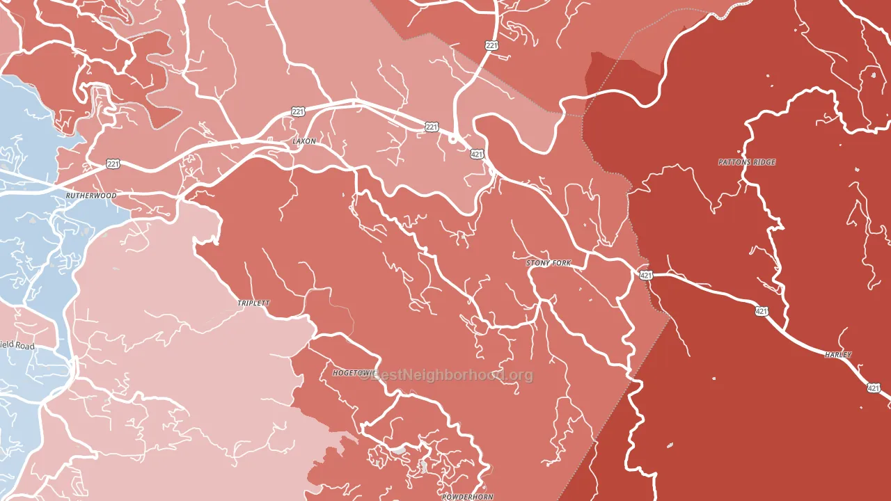 Deep Gap, NC block-group political-lean map