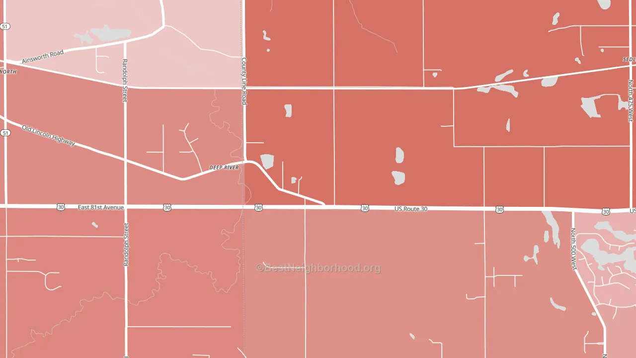 Deep River, IN block-group political-lean map