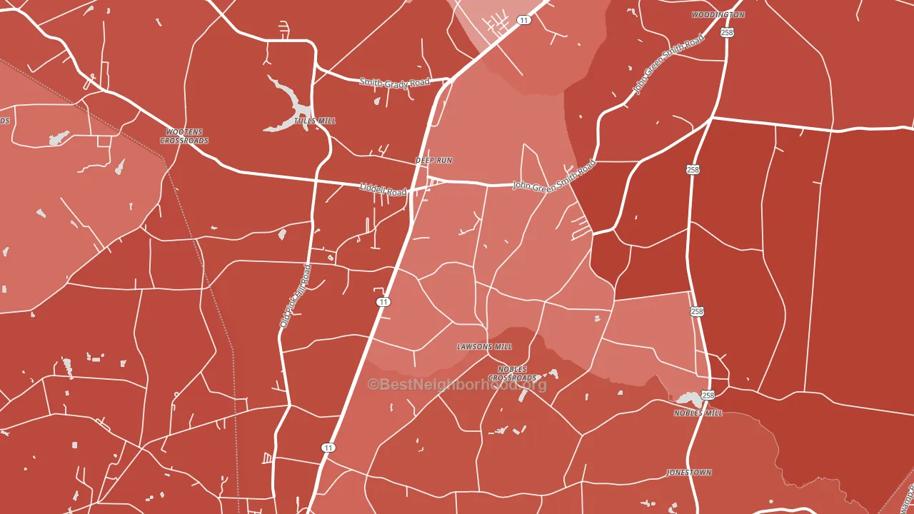 Deep Run, NC block-group political-lean map