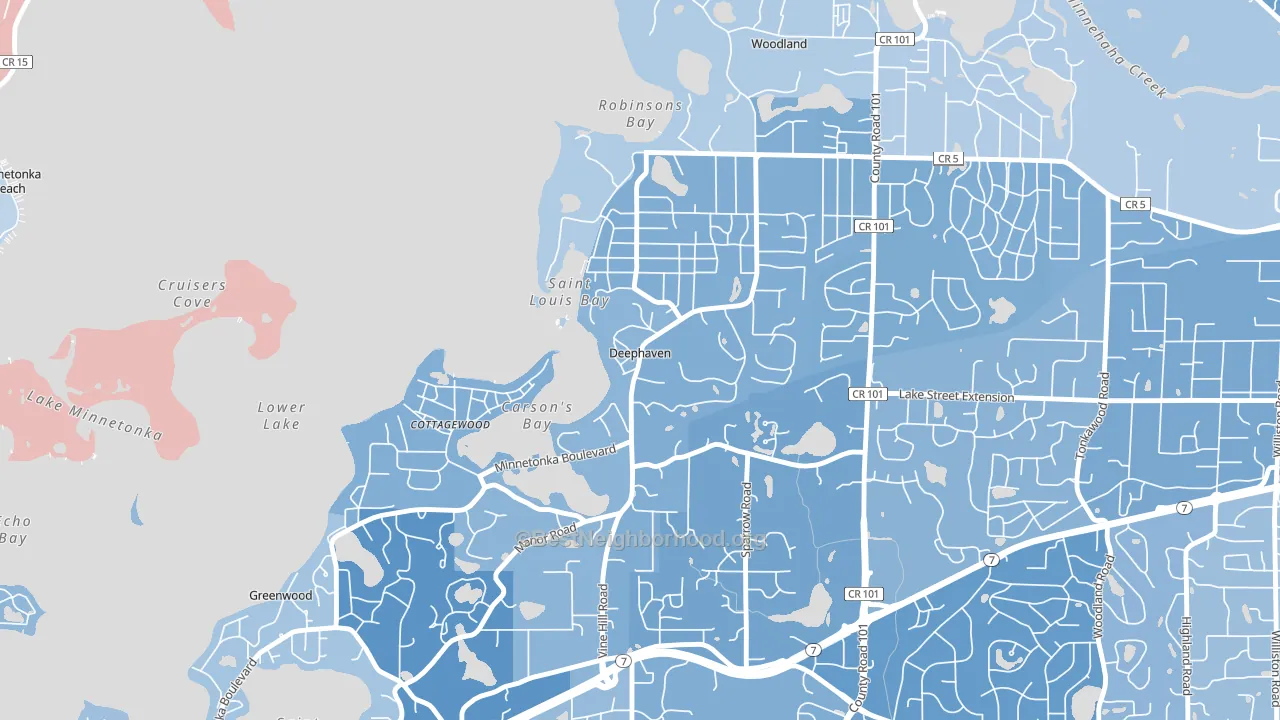 Deephaven, MN block-group political-lean map