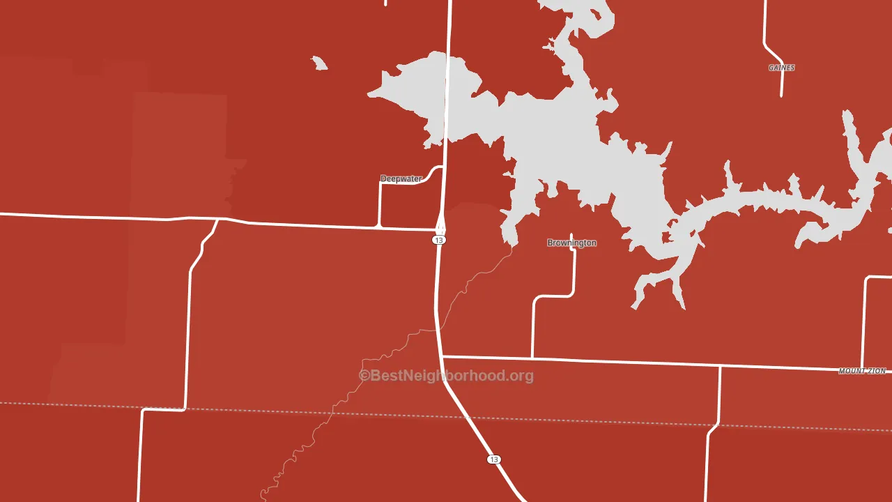 Deepwater, MO block-group political-lean map