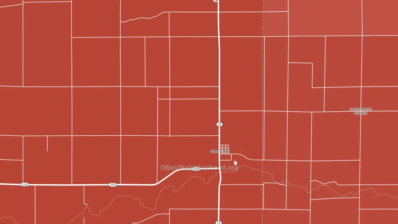 Deer Creek, IN block-group political-lean map