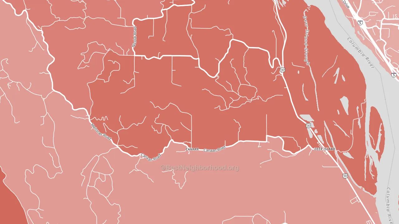 Deer Island, OR block-group political-lean map