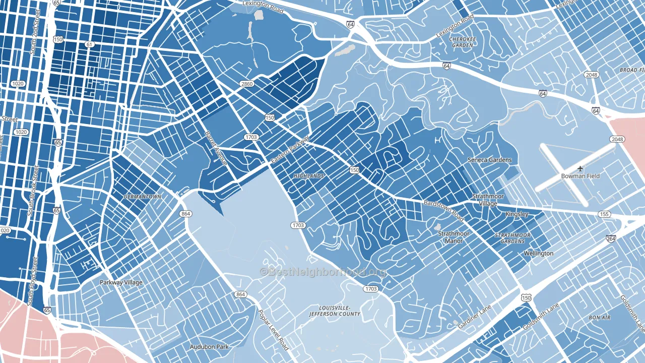 Deer Park, Louisville, KY block-group political-lean map