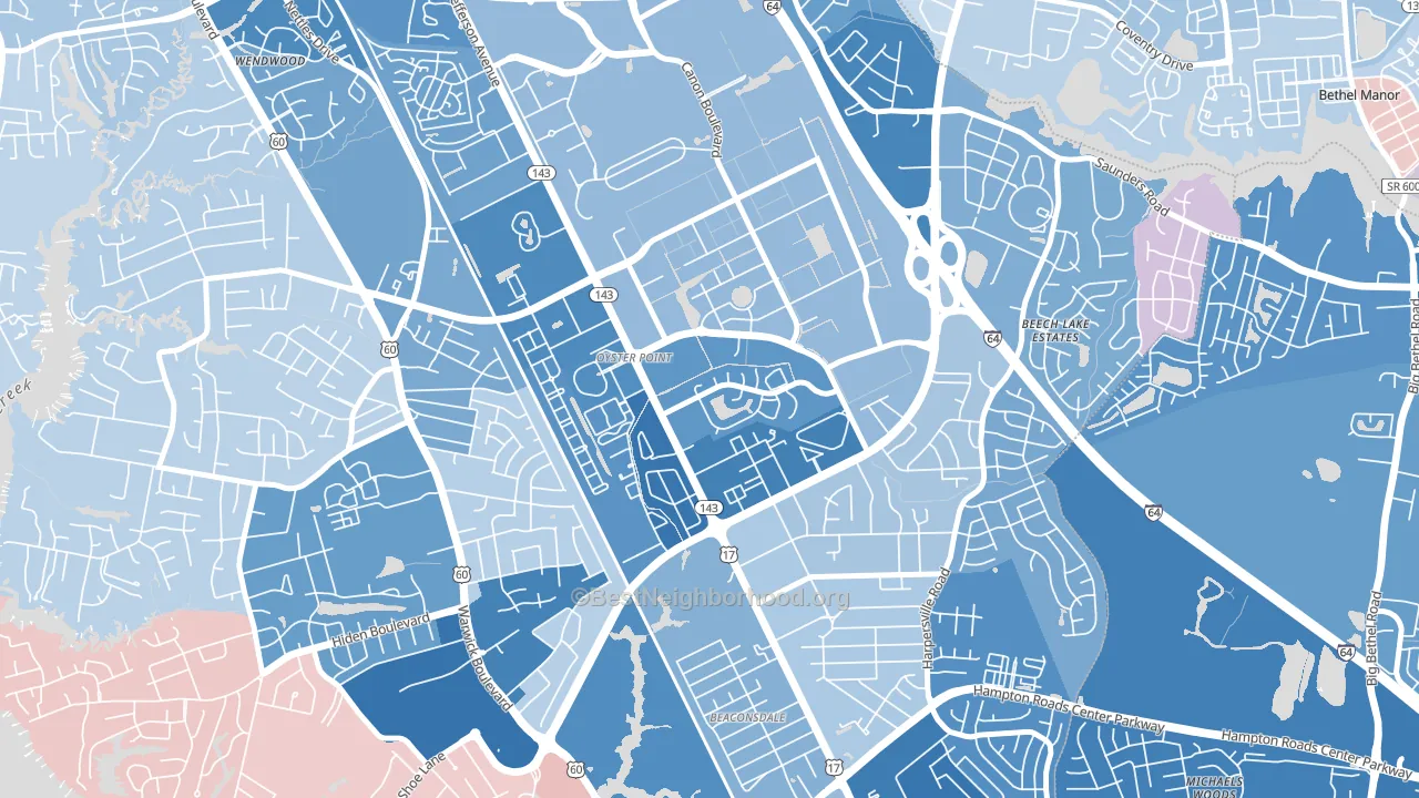 Deer Park, Newport News, VA block-group political-lean map