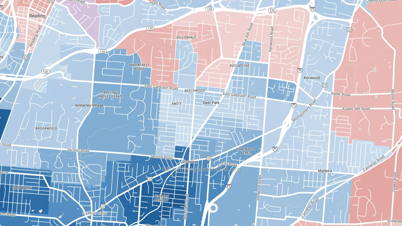 Deer Park, OH block-group political-lean map