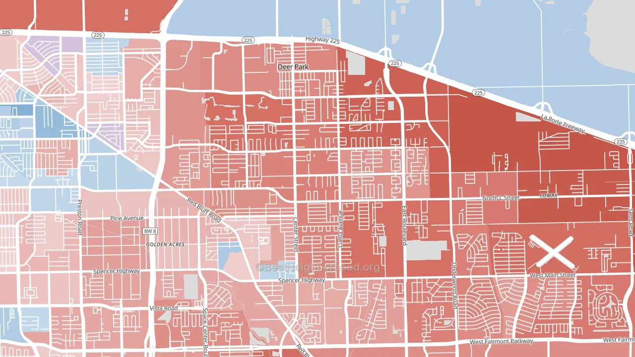 Deer Park, TX block-group political-lean map