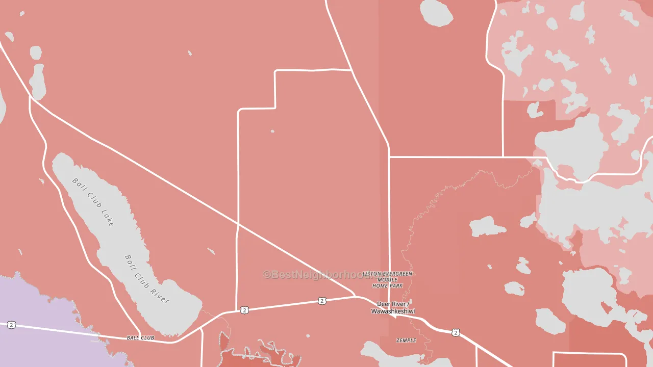 Deer River, MN block-group political-lean map