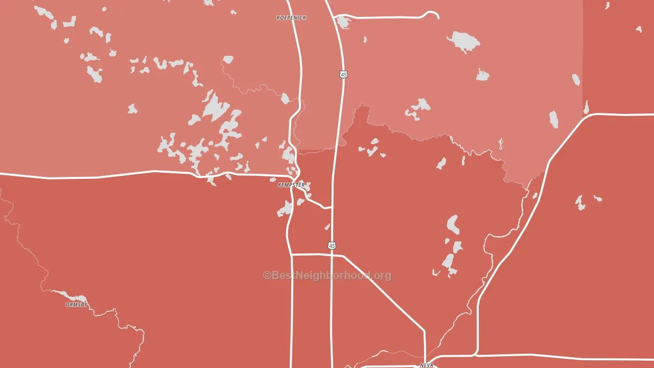 Deerbrook, WI block-group political-lean map