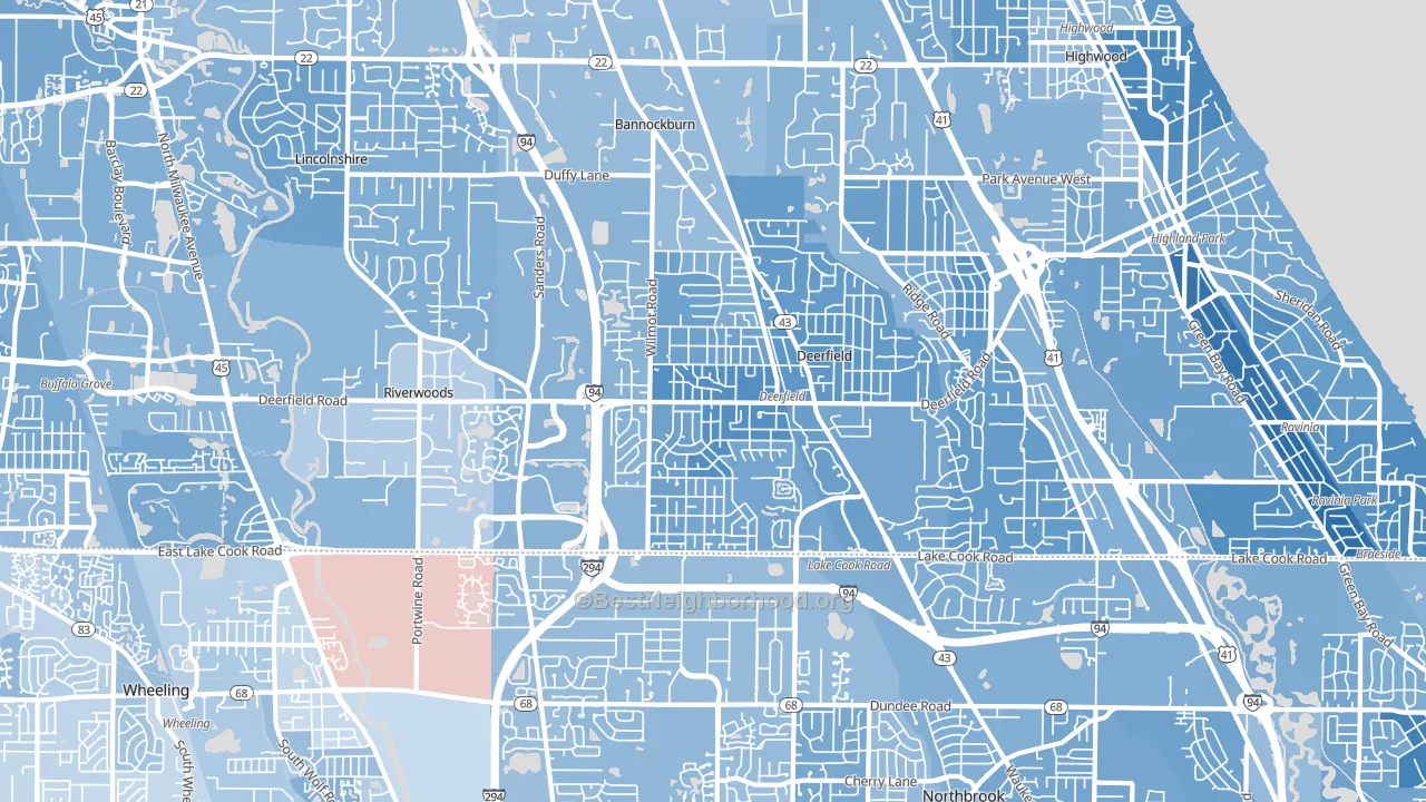 Deerfield, IL block-group political-lean map