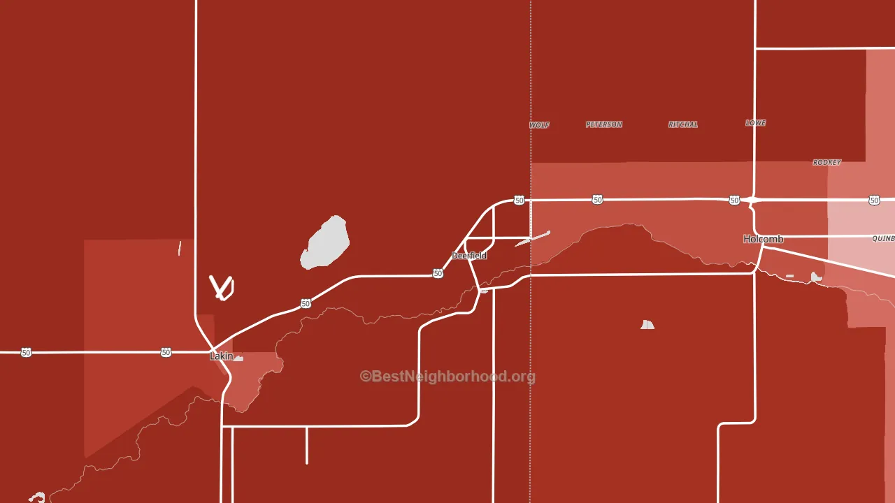 Deerfield, KS block-group political-lean map