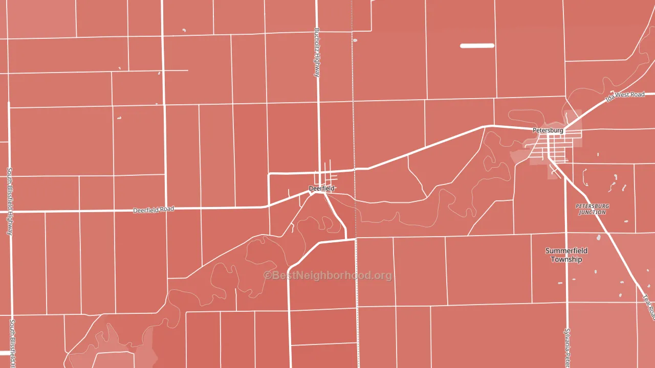 Deerfield, MI block-group political-lean map
