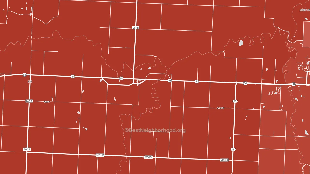 Deerfield, MO block-group political-lean map