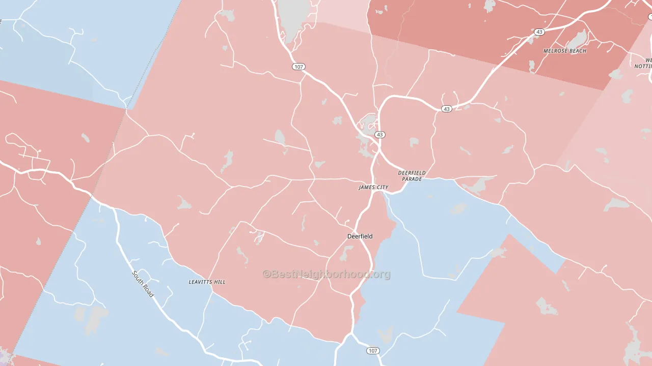 Deerfield, NH block-group political-lean map