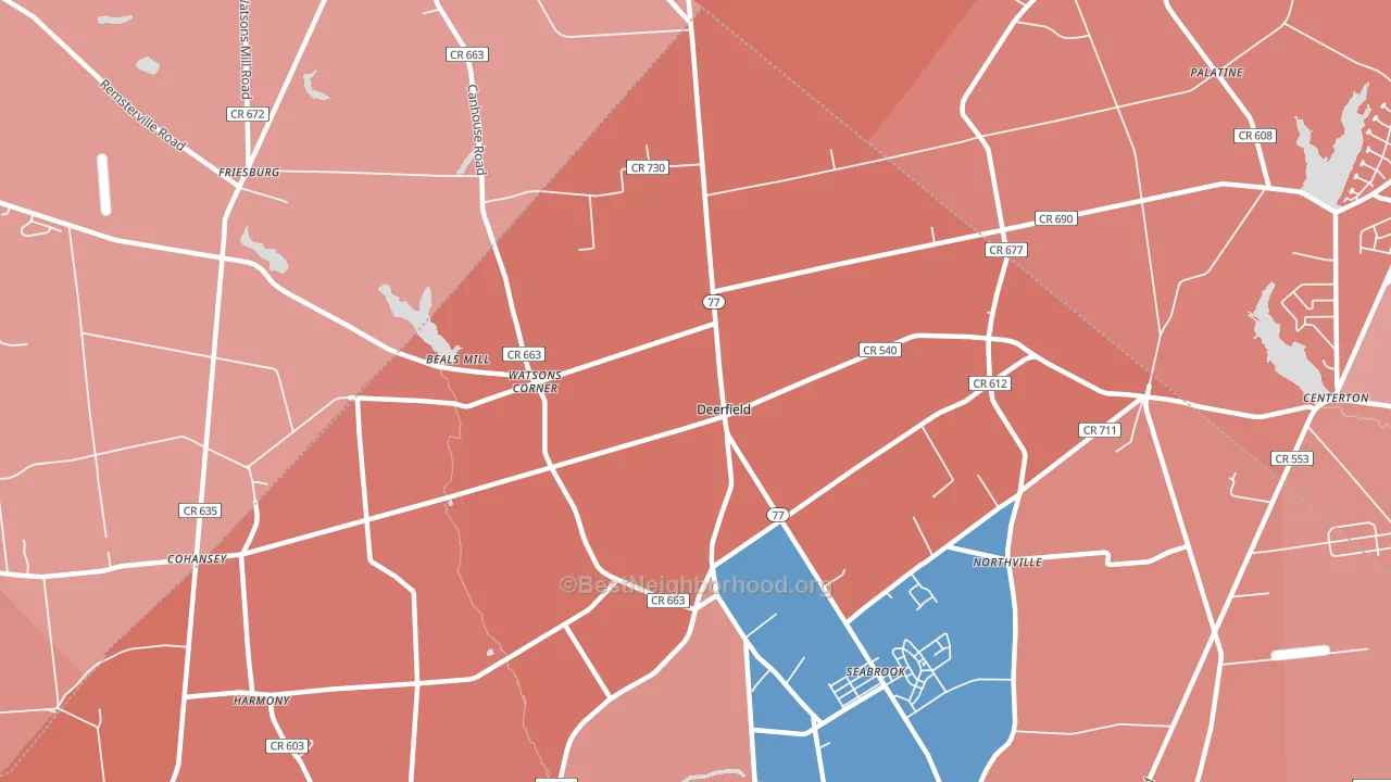 Deerfield Street, NJ block-group political-lean map