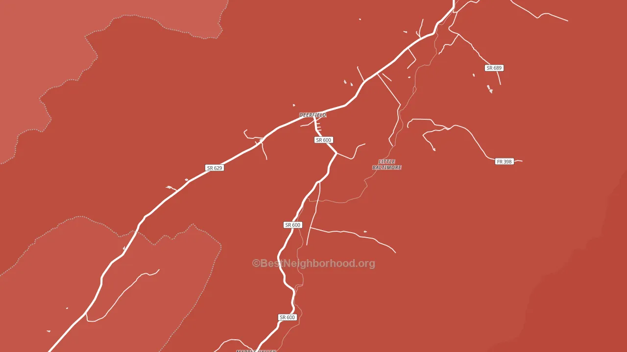 Deerfield, VA block-group political-lean map