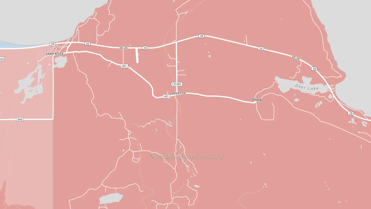 Deerton, MI block-group political-lean map