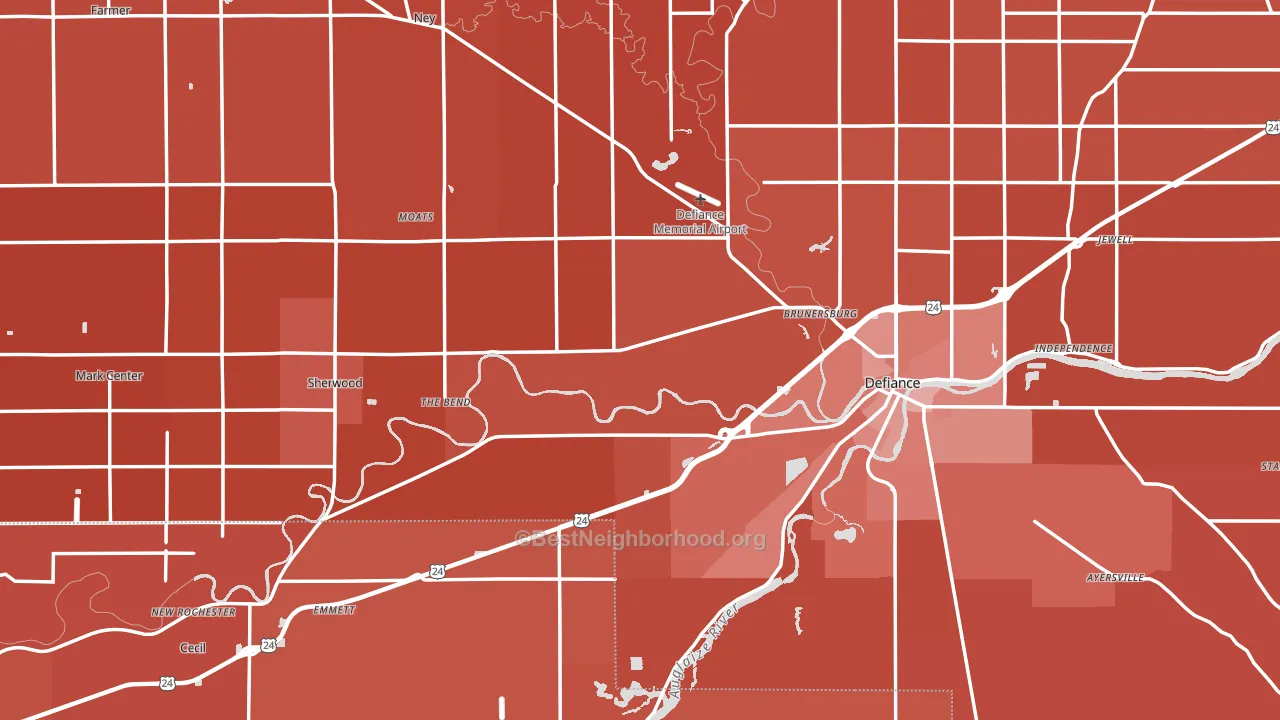 Defiance County, OH block-group political-lean map