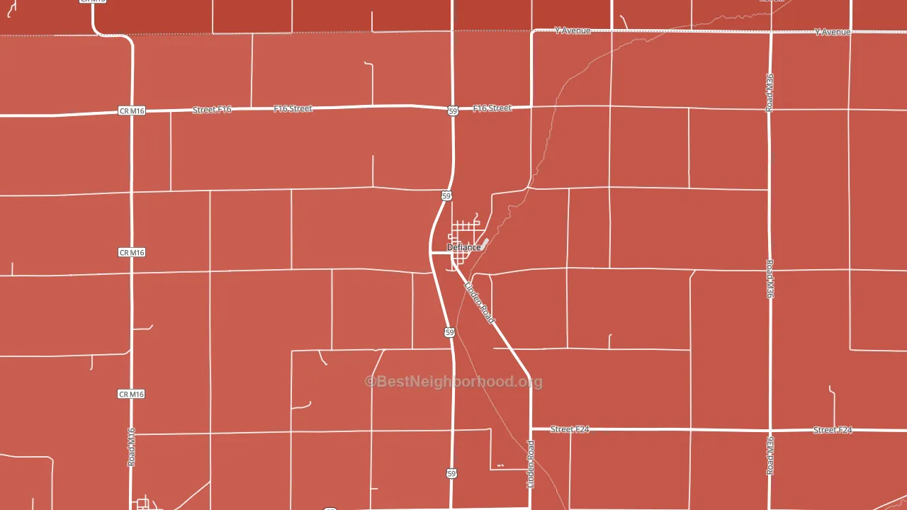 Defiance, IA block-group political-lean map