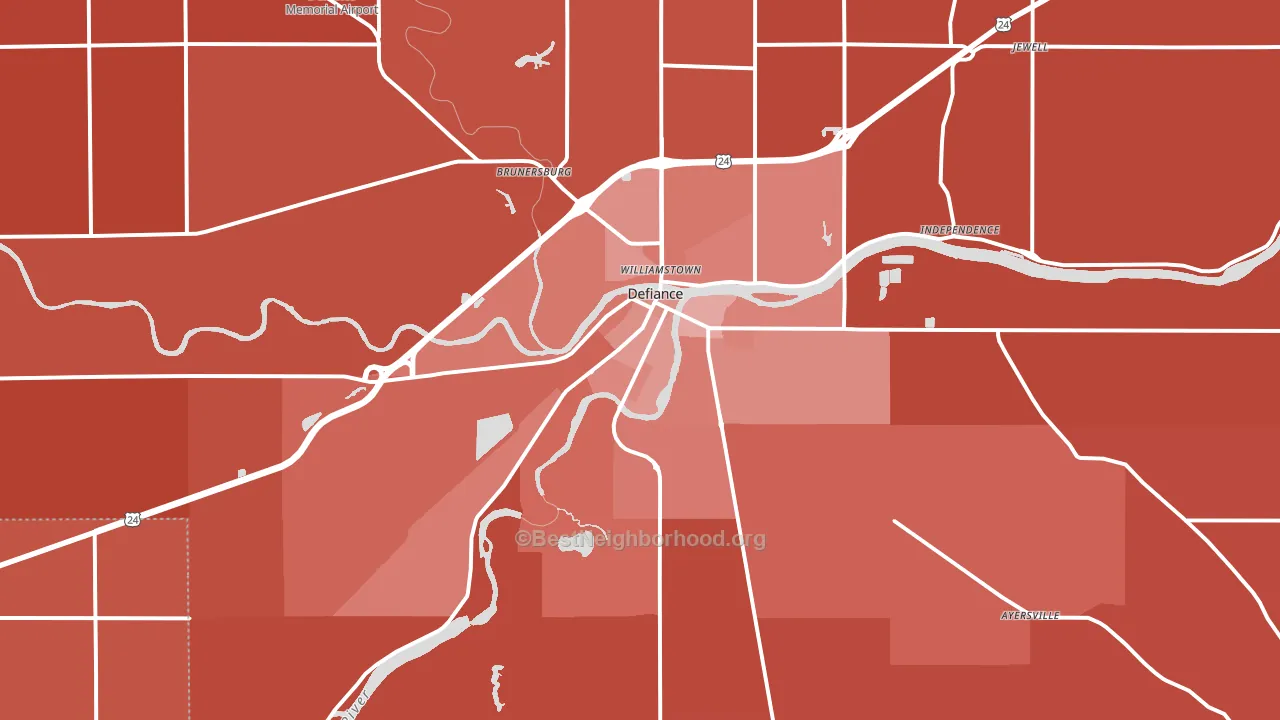 Defiance, OH block-group political-lean map