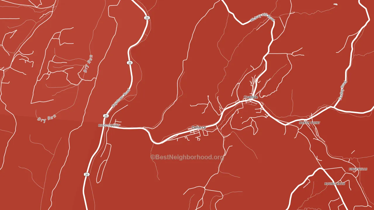 Defiance, PA block-group political-lean map