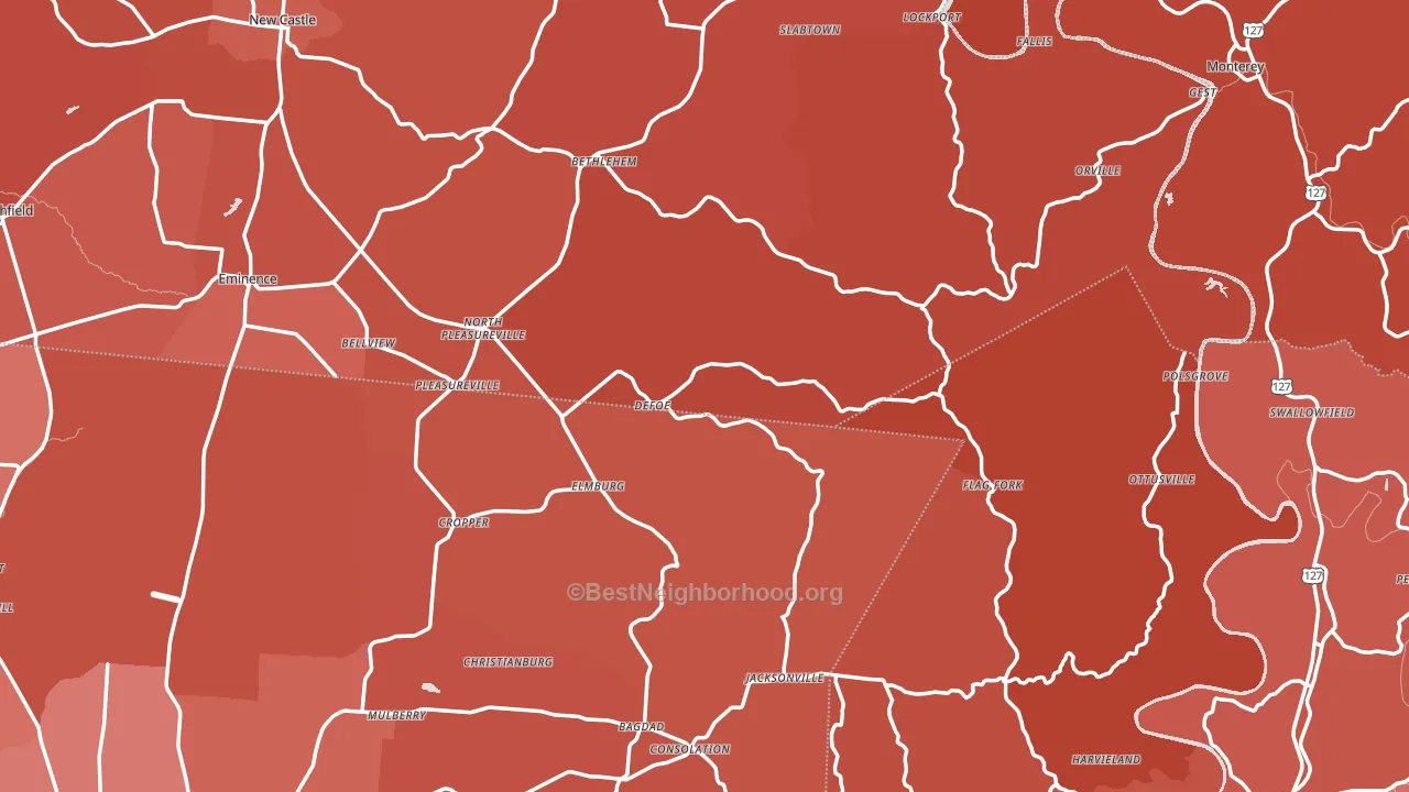 DeFoe, KY block-group political-lean map