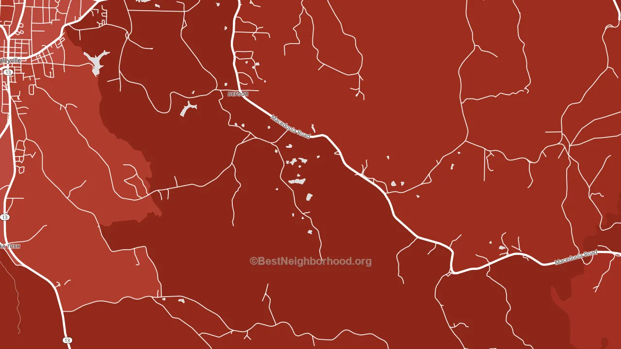 DeFoor, AL block-group political-lean map