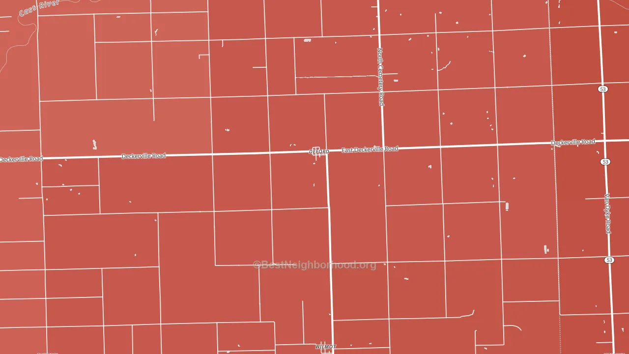 DeFord, MI block-group political-lean map