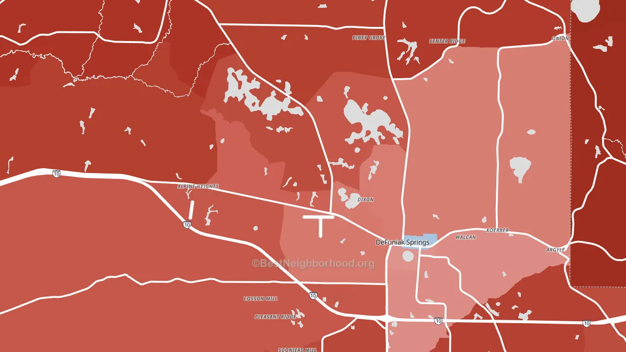 DeFuniak Springs, FL block-group political-lean map