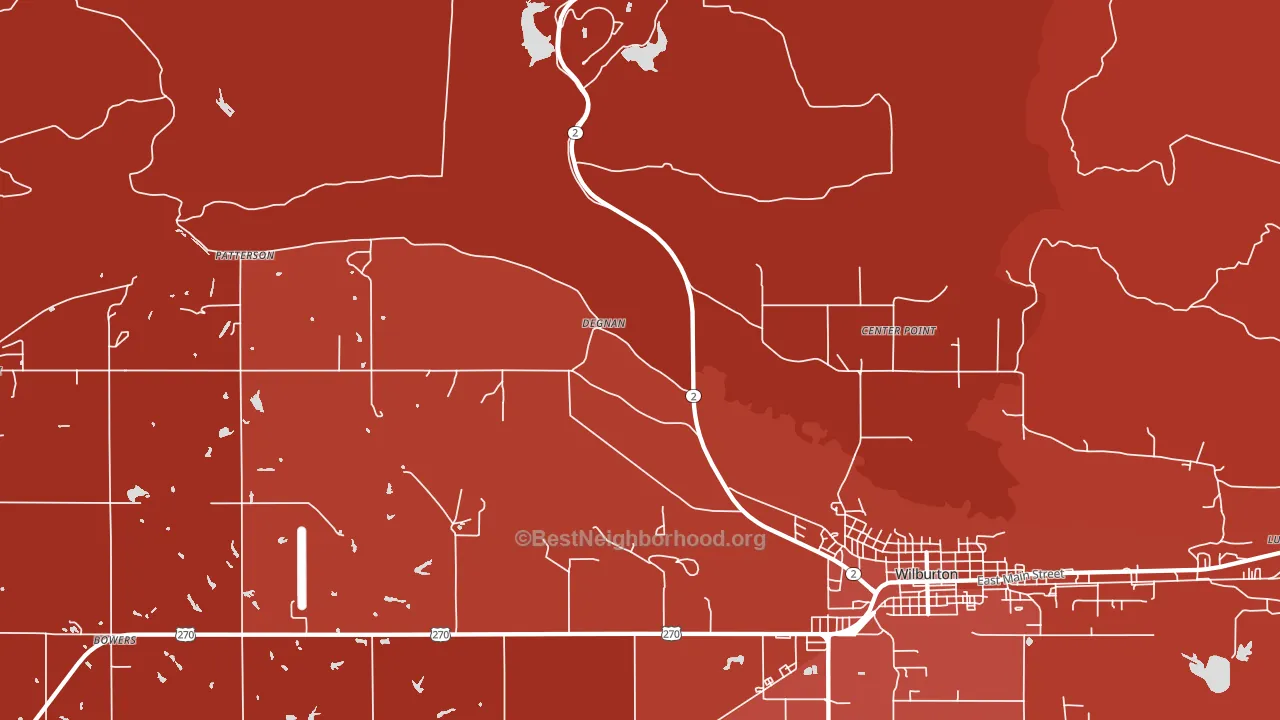 Degnan, OK block-group political-lean map