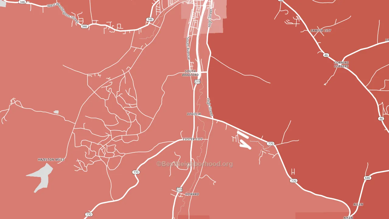 Degolia, PA block-group political-lean map