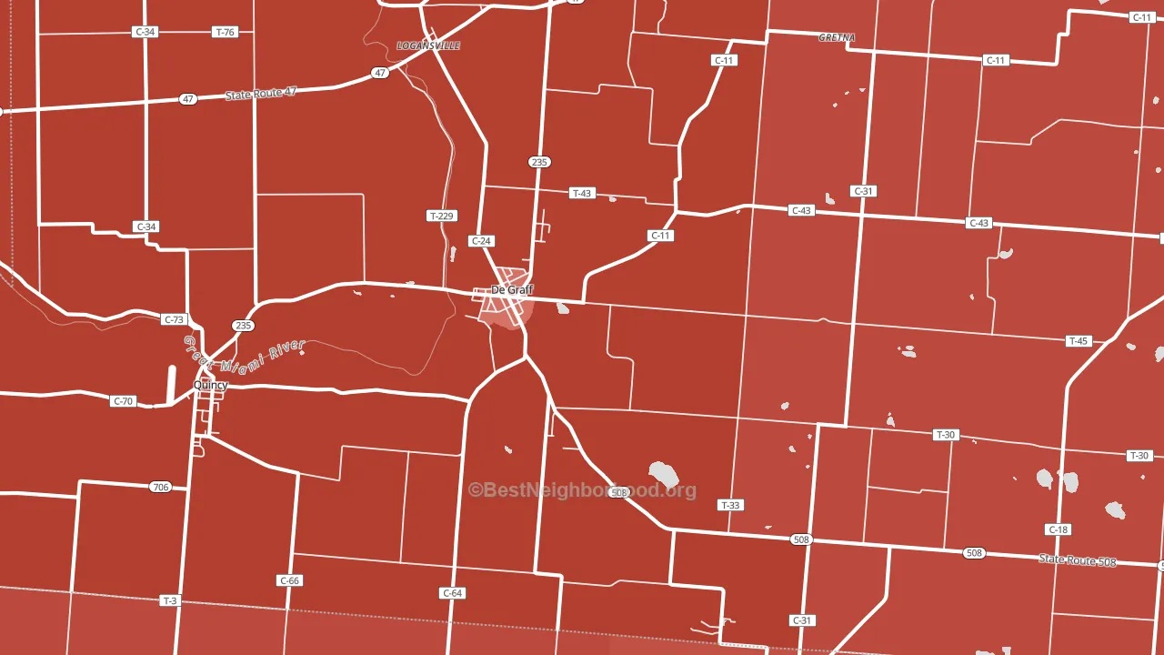 DeGraff, OH block-group political-lean map