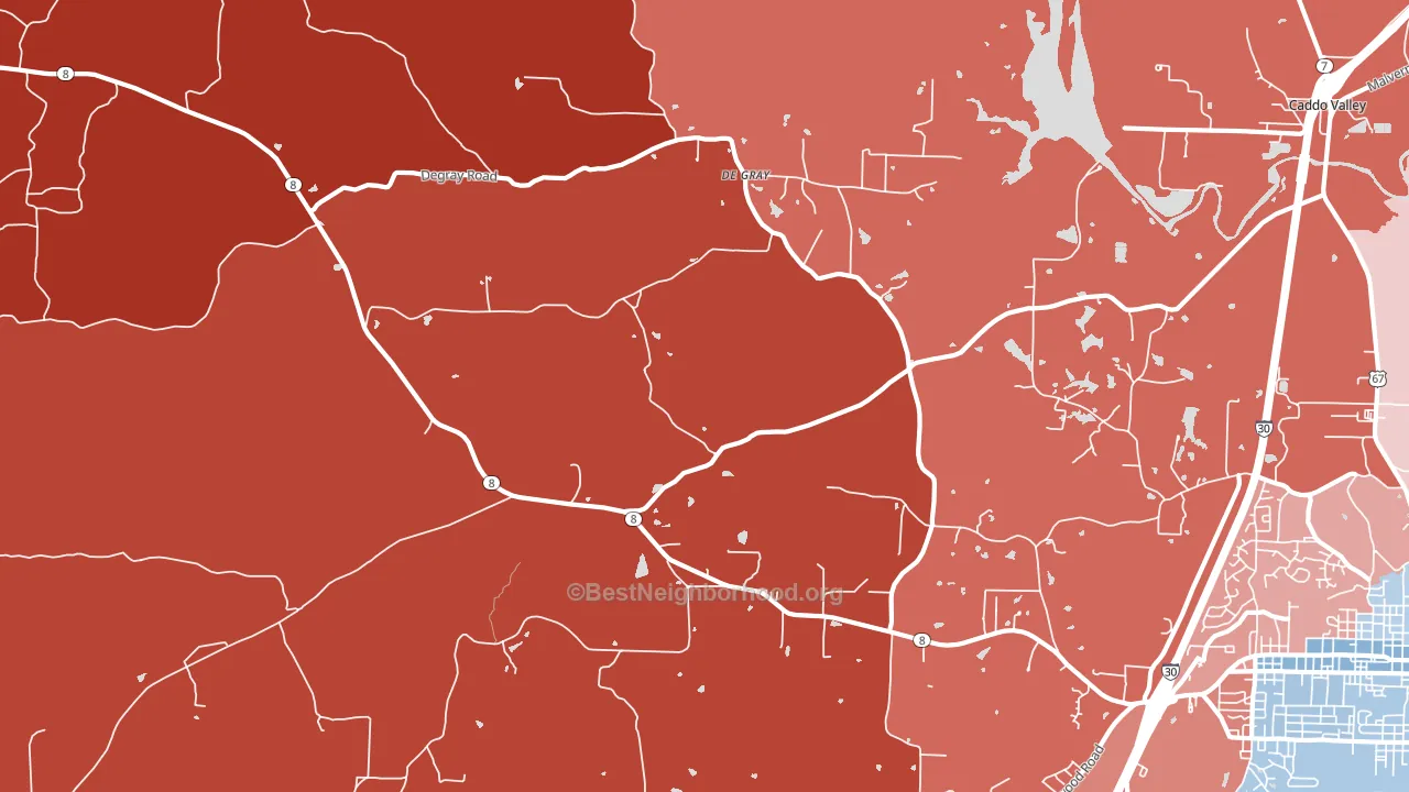 DeGray, AR block-group political-lean map