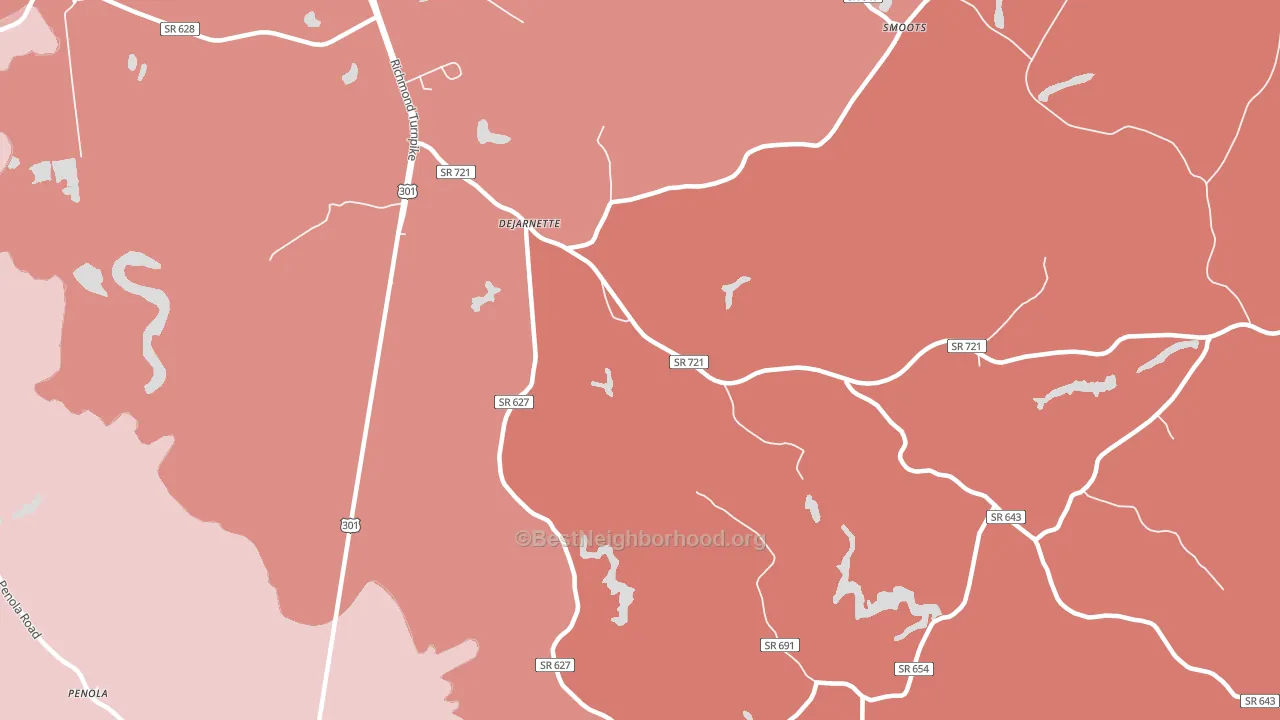 DeJarnett, VA block-group political-lean map