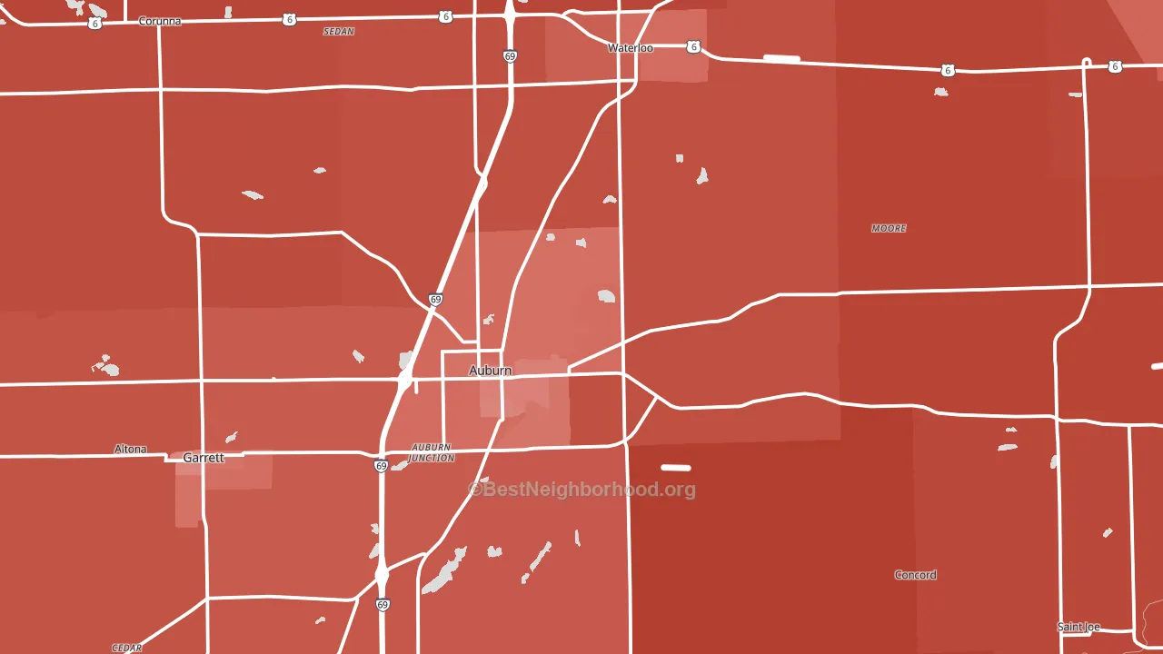 DeKalb County, IN block-group political-lean map